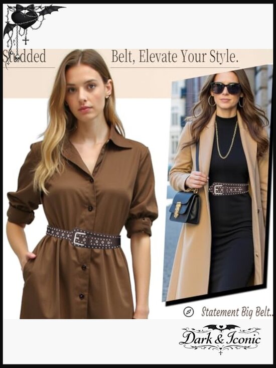 Chunky Big Statement Belt with Studded Punk Goth Style main image 6